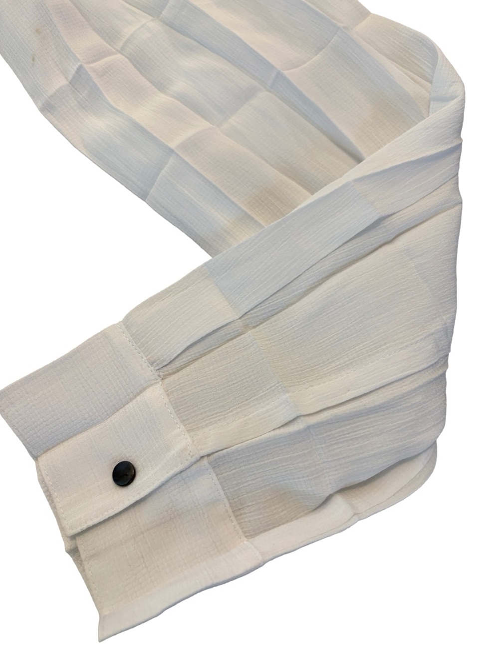 Babette- White Crinkle Asymmetrical Snap Blouse, XS - Picture 5 of 9